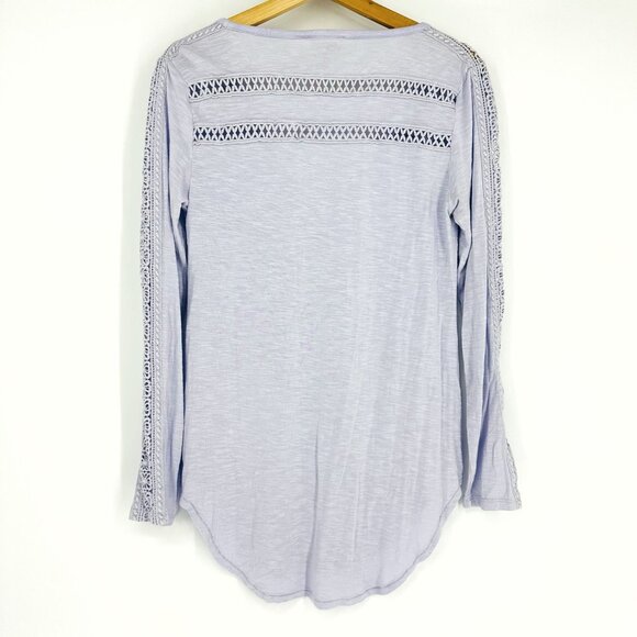 Anthropologie Deletta Light Purple Long Sleeve V-Neck Stretch Crochet Top Size S - Picture 3 of 10